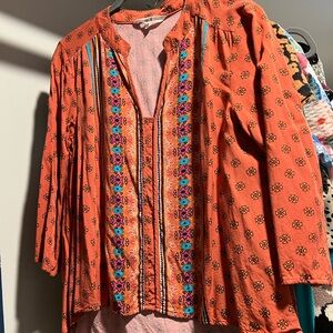 Embroidered Orange Women's Top